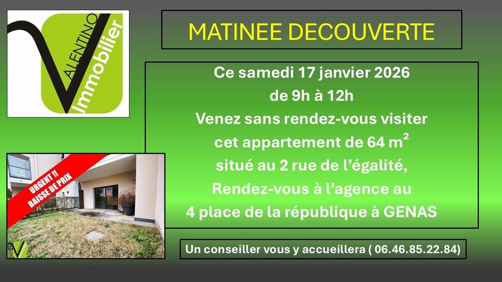Appartement T3 GENAS 283000€ Valentino Immobilier